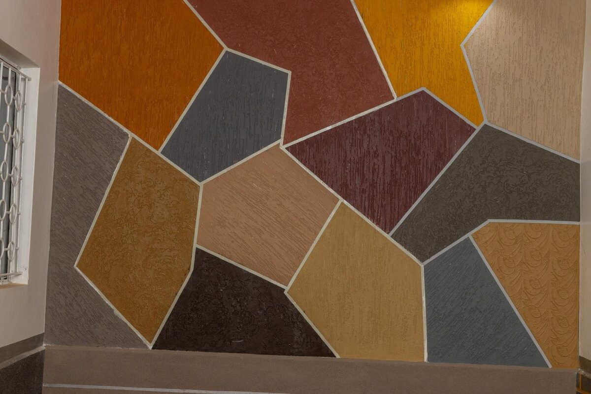 Marbletex decorative finish products stacked outside